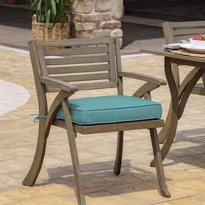 Surf Teal Rounded Back Outdoor Dining Cushion with EverTru Acrylic
