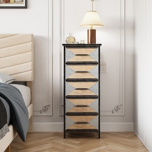 Slim Storage Cabinet with 5 Drawers – Handmade Living Room Organizer with Metal Legs, for Bedroom & Pantry - 1 of 4