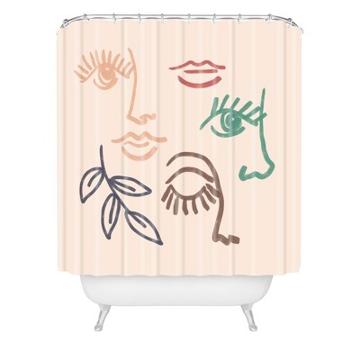 Emanuela Carratoni Line Art Portraits Shower Curtain Pink - Deny Designs