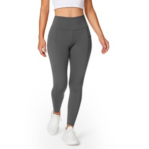 Lux Decor Apparel Women Legging High Waisted Soft Silky Smooth Deep Pocket Sweat Wicking Body Contour Bottom Wear - (1PC, Extra Large, Dark Grey) - 1 of 4
