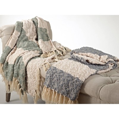 Multicolor Faux Fur Reversible Striped Throw Blanket