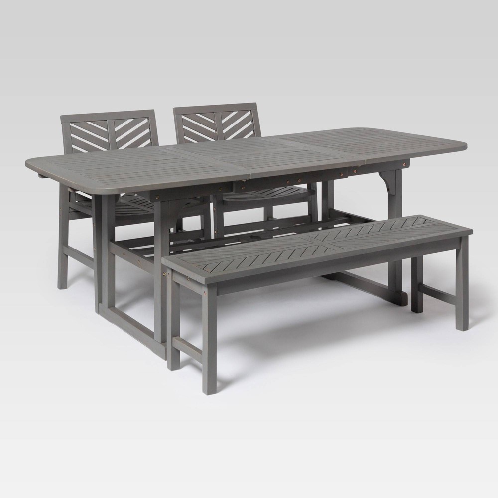 4pc Extendable Outdoor Patio Dining Set Gray Wash - Saracina Home