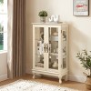 43.8 in Lighted Glass Curio Cabinet with Adjustable Shelves and Mirrored Back, Vintage Display Cabinet with Drawer for Living Room-3irtyhousy - 2 of 4