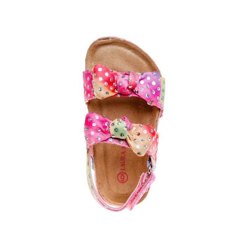Laura Ashley Girls Footbed Toddler Buckle Sandals Hook and Loop, 4 of 6