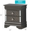 Vynxaria Chic Modern Metallic Black Nightstand, 24"H×21"W×16"D, 2 Spacious Drawers, Transitional Design, Fully Assembled - 4 of 4