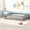 Bellemave Full Size Floor Bed with Door & Fence, Montessori Solid Wood Bed Frame with Slats & Safety Guardrails for Kids, Gray - 4 of 4