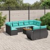 vidaXL 10 Piece Patio Sofa Set with Cushions Black Poly Rattan - 2 of 4