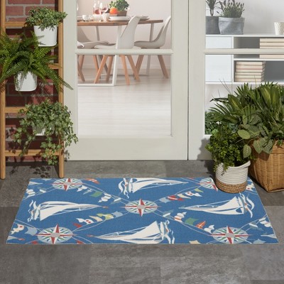 Nautical Blue Diamond Synthetic Indoor/Outdoor Rug