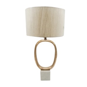 Metal Table Lamp Comes with Various Base Styles and a Hemp Lampshade for Modern Bedside Tables Desks Living Rooms - 1 of 4
