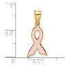 Black Bow Jewelry 14k Yellow Gold & Pink Enamel Awareness Ribbon Pendant - 4 of 4