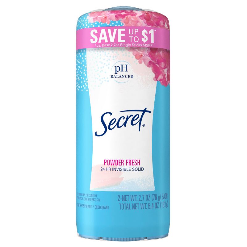 Secret Solid Antiperspirant and Deodorant, Powder Fresh Scent - 2.7oz/2ct, 1 of 14