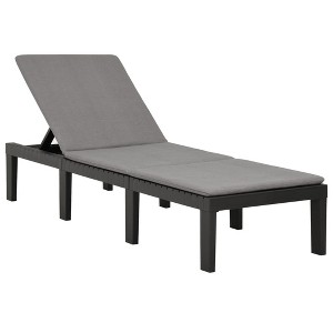 vidaXL Sun Lounger with Cushion Plastic Anthracite - 1 of 4