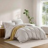 Cooling Duvet Cover Set, Linen Cotton Rayon Blend, King Size Set of 3 with Shams, Lightweight Breathable, Grey - 2 of 4