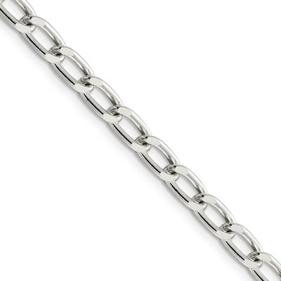 Black Bow Jewelry 5.1mm, Sterling Silver Solid Open Curb Chain Necklace