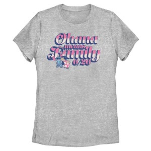 Womens Lilo & Stitch Pink and White Ohana Kiss T Shirt - 1 of 4