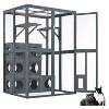 Catio Outdoor Cat Enclosure with Double Entry Doors & Climbing Shelves, Weatherproof Pine Wood Cat Playground with 7 Modular Boxes, Grey - Nertpow - 3 of 4
