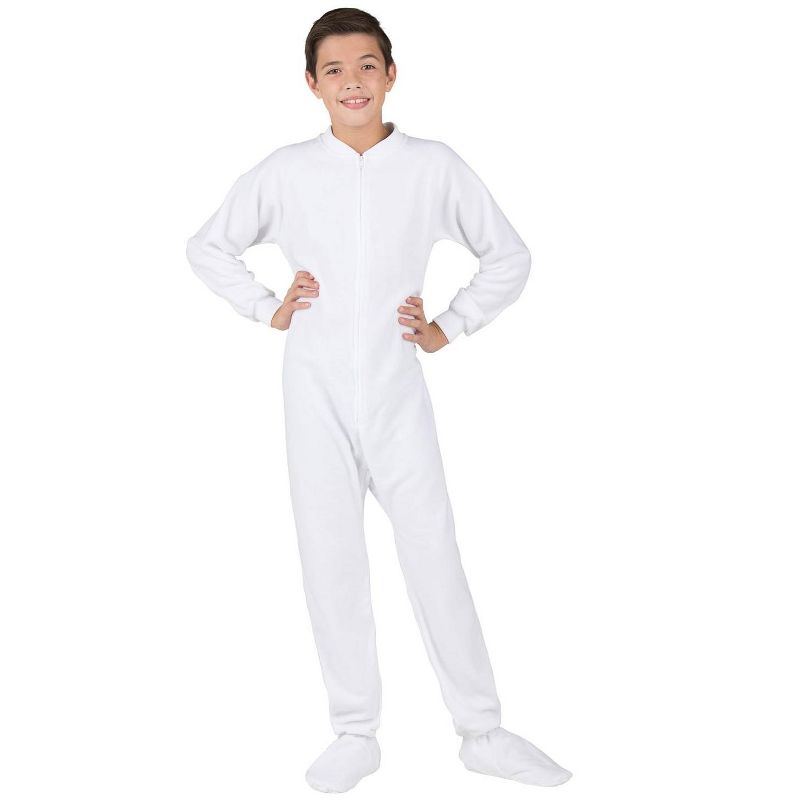 Footed Pajamas - Arctic White Kids Fleece Onesie, 4 of 6