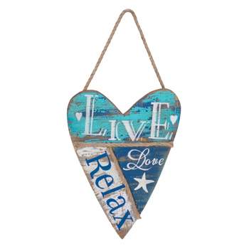 Beachcombers Live Heart Coastal Plaque Sign Wall Hanging Decor Decoration For The Beach 16 x 0.5 x 8 Inches.