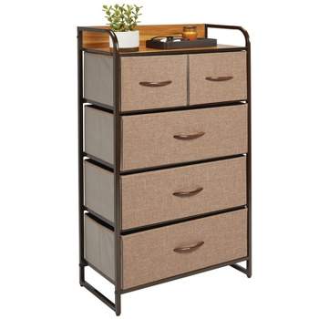 Mdesign Tall Dresser Storage Chest, 5 Fabric Drawers - Multi/espresso ...