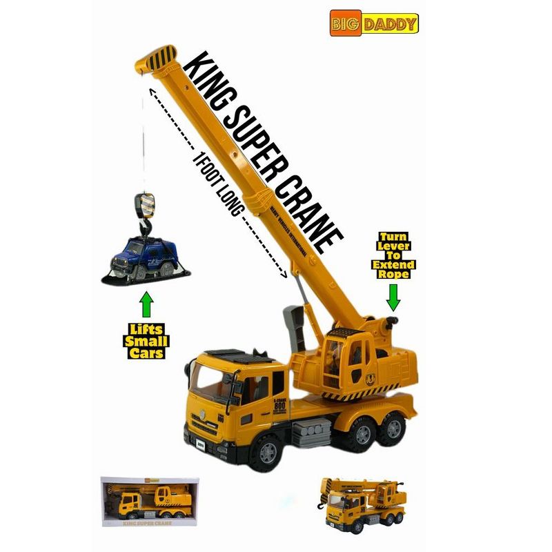 Big Daddy Extra Large Crane Toy Truck Extendable Arms & Lever to Lift Crane Arm, 3 of 5