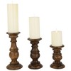 Northlight Set of 3 Walnut Brown Natural Wooden Pillar Candle Holders 10" - 3 of 4