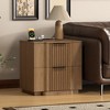 Brafab Fluted Nightstand with 20W Fast Charging Station,Bedside Tables with 2 Storage Drawers & Curved Base, Large End Tables for Bedroom,white - 4 of 4