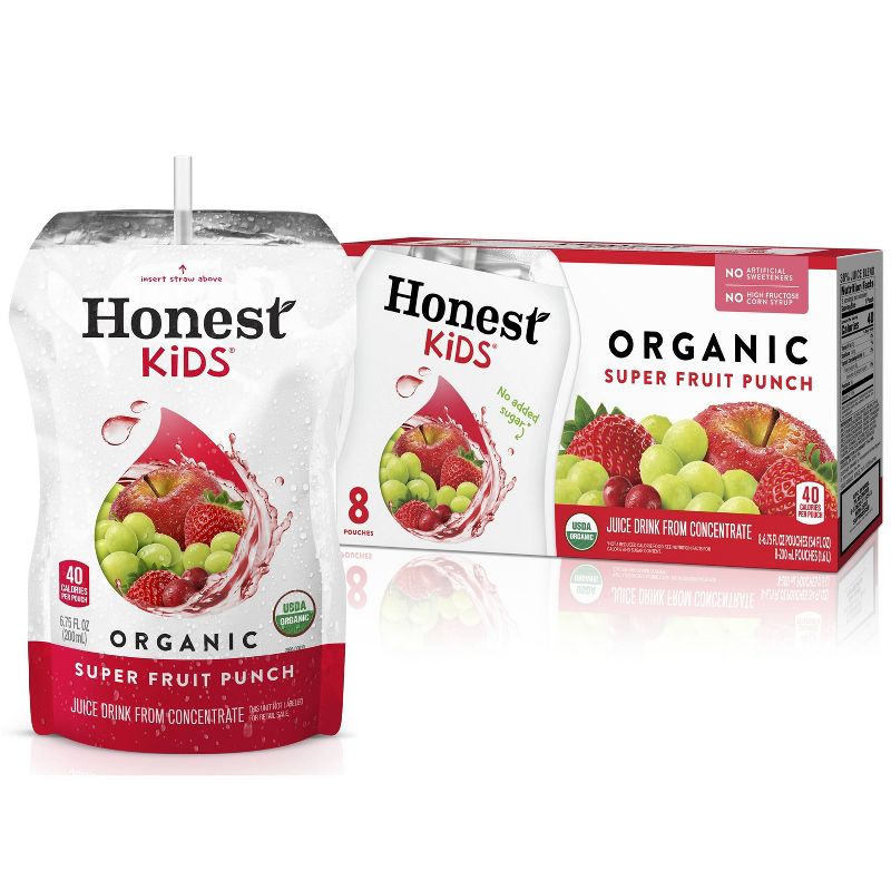 Honest Kids Super Fruit Punch Organic Juice Drinks - 8pk/6.75 fl oz Pouches, 1 of 12