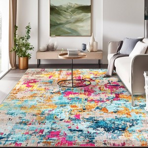 Modern Abstract Area Rugs Washable , Soft Large Bedroom Rug - 1 of 4
