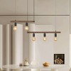BAOURE 5-Light Linear Pendant Light, 39.4" Farmhouse Dining Room Light Fixture Over Table, Rustic Industrial Wood Chandeliers for Kitchen Island - 2 of 4