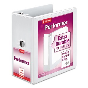 Cardinal Performer ClearVue Slant-D Ring Binder, 3 Rings, 5" Capacity, 11 x 8.5, White - 1 of 4