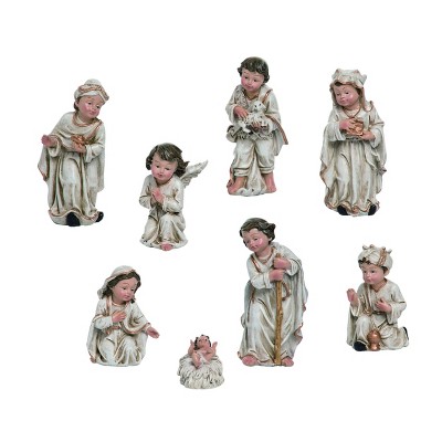 Transpac Resin 5 in. Multicolor Christmas Kid Nativity Set Set of 8