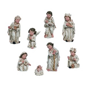 Transpac Resin 5 in. Multicolor Christmas Kid Nativity Set Set of 8 - 1 of 2