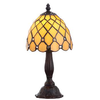 12.5" Campbell Tiffany Style Table Lamp (Includes LED Light Bulb) Bronze - JONATHAN Y