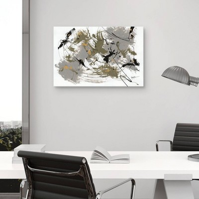 37" x 25" Black and Gold Abstract Canvas Art