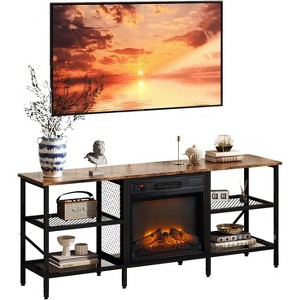 VINGLI 58‘’ Fireplace TV Stand for up to 70'' TV, Entertainment Center with 18'' Electric Fireplace Heater, Fireplace Media Console Table - 1 of 4