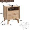 18" Mid Century Nightstand wtih Charging Station, End Table Side Table with 2 Drawers for Bedroom, Living Room - 3 of 4