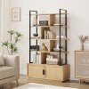 Jojoka 5-Tier Rattan Bookshelf with Storage Cabinet & Door – 71.1" Tall Industrial Bookcase with Metal Frame, Open Display Shelves - 3 of 4