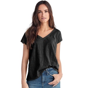 ellos Women's Plus Size Crochet Trim Tee - 1 of 4