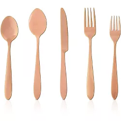 Juvale 40 Piece Rose Gold Stainless Steel Flatware Sets, Silverware, Cutlery Set For 8
