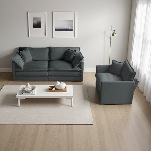 Chenille Loveseat + Sofa Set with Flexible Combination - 1 of 4