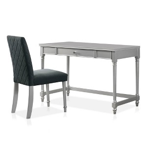 2pc Singger Writing Desk with Chair Gray - HOMES: Inside + Out: Glam Office Furniture Set with Velvet Chair - 1 of 4