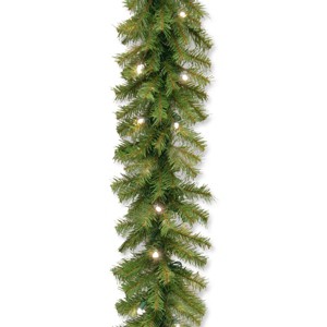 National Tree Company Pre-Lit Artificial Christmas Garland, Green, Norwood Fir, White Lights, Plug In, Christmas Collection, 9 Feet - 1 of 4