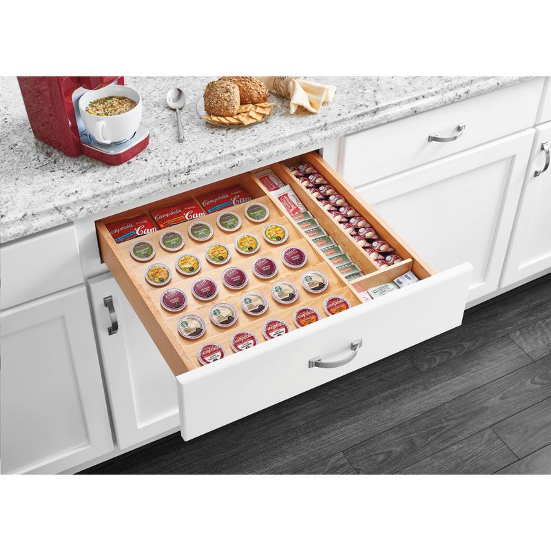 Rev-A-Shelf 4CDI K-Cup Solid Wood Custom Kitchen Drawer Insert with Extra Utensil Storage Organizer, Maple, 2 of 6