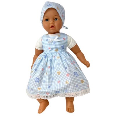 Doll Clothes Superstore Blue Flowers And Checks Dress Fits 18-20 Big Baby Dolls And Stuffed Animals
