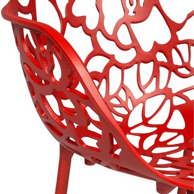 Modern Devon Red Aluminum Outdoor Dining Armchair, Set of 2