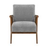 Chenille Upholstered Accent Armchair with Plush Seat Cushion and Chestnut Finish Frame - 3 of 4
