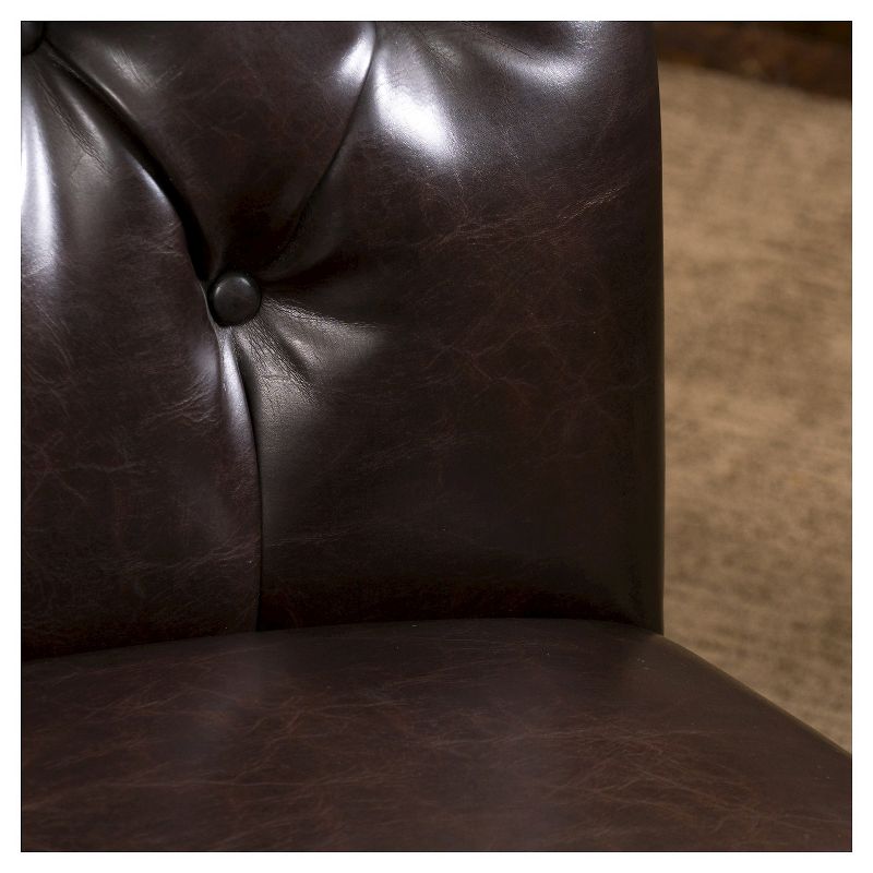 Set of 2 Crown Top Bonded Leather Tufted Dining Chair Brown - Christopher Knight Home, 4 of 7