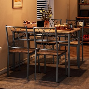 Dining Table Set for 4, Square Space-Saving,5 Piece Kitchen Table with 4 Chairs - 1 of 4