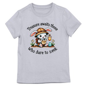 Treasure Awaits Those Who Dare To Seek Youth Girl's Athletic Heather Crew Neck Short Sleeve T-shirt - 1 of 2