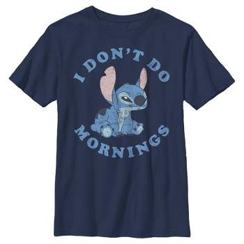 Boy's Lilo & Stitch I Don't Do Mornings Light Blue T-Shirt